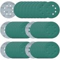 5 Inch 8 Hole Sanding Discs, 50 Pcs Wer Dry Sandpaper 120 Grit Hook and Loop Green Polyester Film Backed Sanding Disc for Random Orbital Sander Wood Car Metal Plastic (120 Grit, 50 Pack)