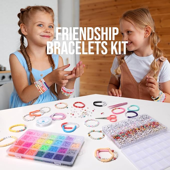 Pizooro Friendship Bracelet Kit, 28 Colors 5040 Pcs Clay Beads 1200 Pcs Letter - Image 2