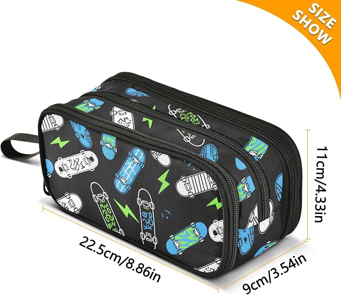 Skateboard Lightning Pencil Case Box Boys Girls Large Pencil Pouch Zipper - Image 7
