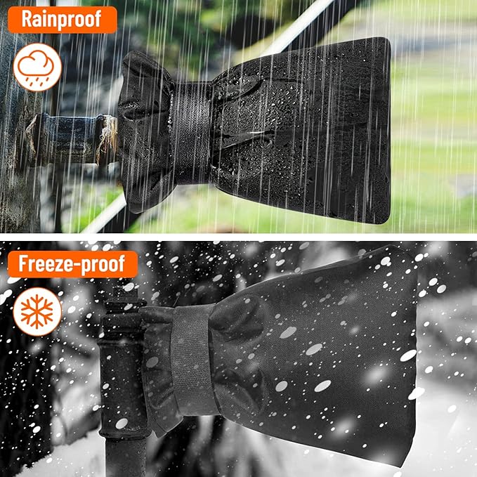 3 Pieces Outdoor Faucet Covers,Winter Anti-Freeze 9.8" H X 7" W Faucet Insulation Cover Winter Outdoor Pipe Insulation Protective Cover,Outdoor Wall Garden Courtyard Faucet Covers (Black)