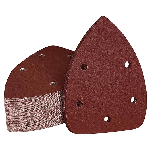 240 Grit Mouse Sander Sandpaper, Jamiikury 5 Hole Detail Sander Sandpaper Palm Sander Paper Mouse Sanding Pads Hook and Loop Sanding Sheets - Pack of 50