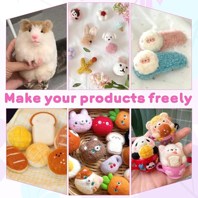 Lyksgir 70 Colors Needle Felting Kit, Wool Roving Set, Wool Felting Tool - Image 6