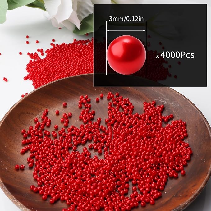 4000pcs Red 3mm Pearl Beads - Image 2