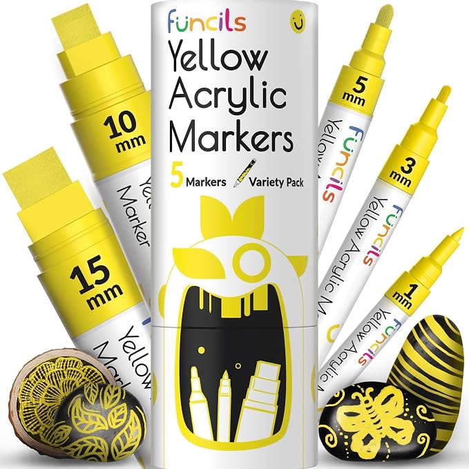 5 Acrylic Yellow Paint Pen by Funcils