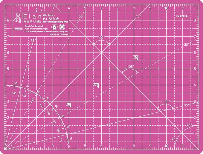 Elan Cutting Mat A4 Pink & Purple, Self Healing Cutting Mat 9x12 Inch, 5-Ply by Elan