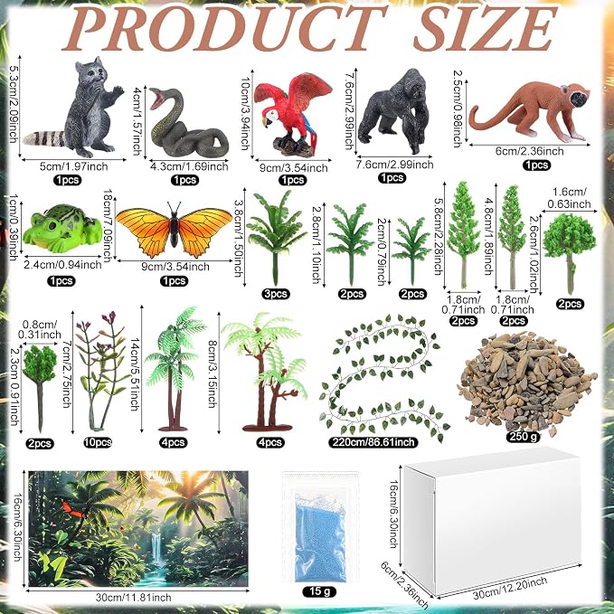 Teyva Daily 48 Pcs Rainforest Diorama Kit Habitat Project Box Set Rain Forest - Image 3