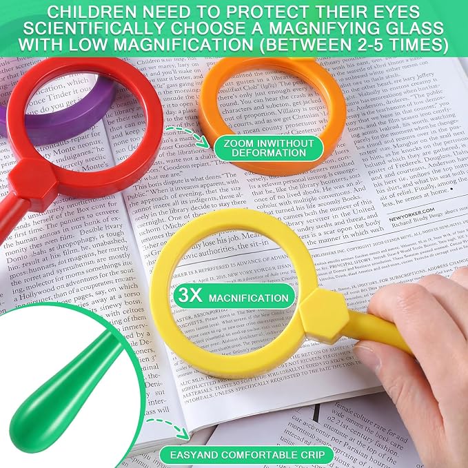 12 Pcs Magnifying Glass for Kids Shatterproof Science Jumbo Magnifiers - Image 3