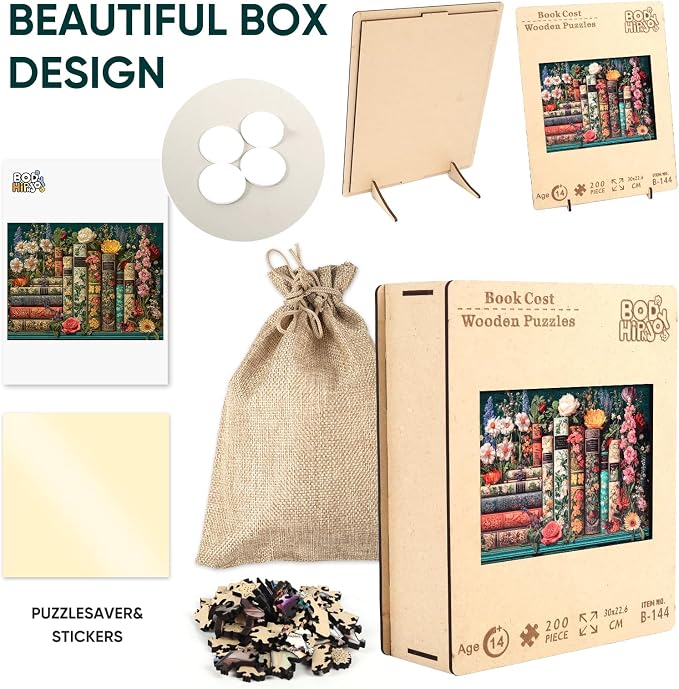 BODHIPNJOY Wooden Puzzles for Adults, Books Jigsaw Puzzles, Wildflowers Book - Image 7