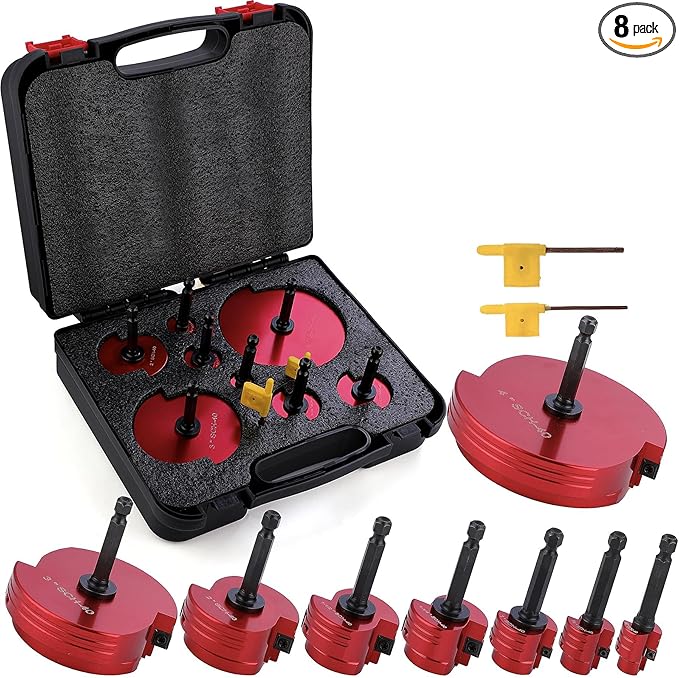 Double-Blade PVC Pipe Reamer Kit (1/2" to 4") 8PCS into Standard 1/2" Drills - Fits PVC, SCH40, ABS, CPVC