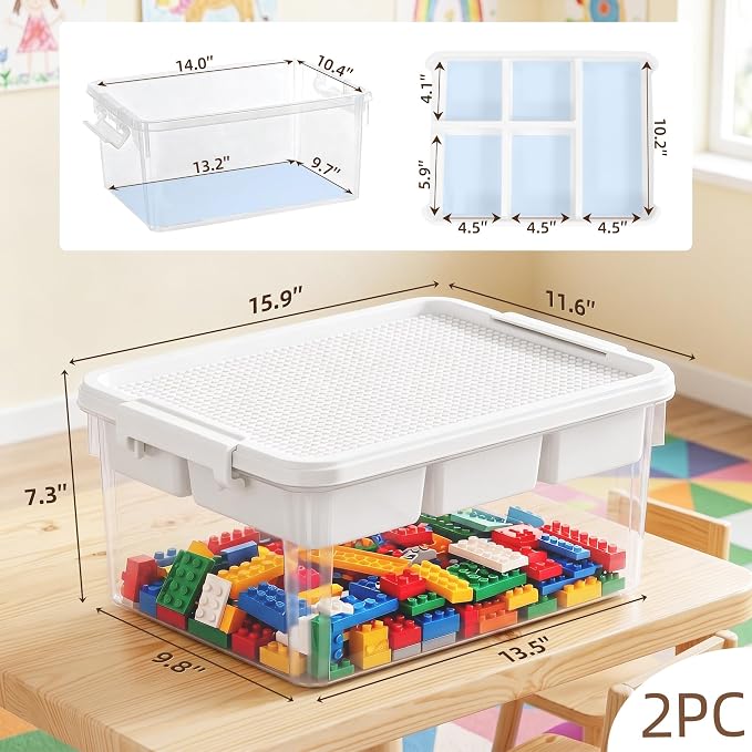 Citylife 17QT 2-Pack Toy Organizer Craft Storage Buildable Lid Movable Tray | - Image 3