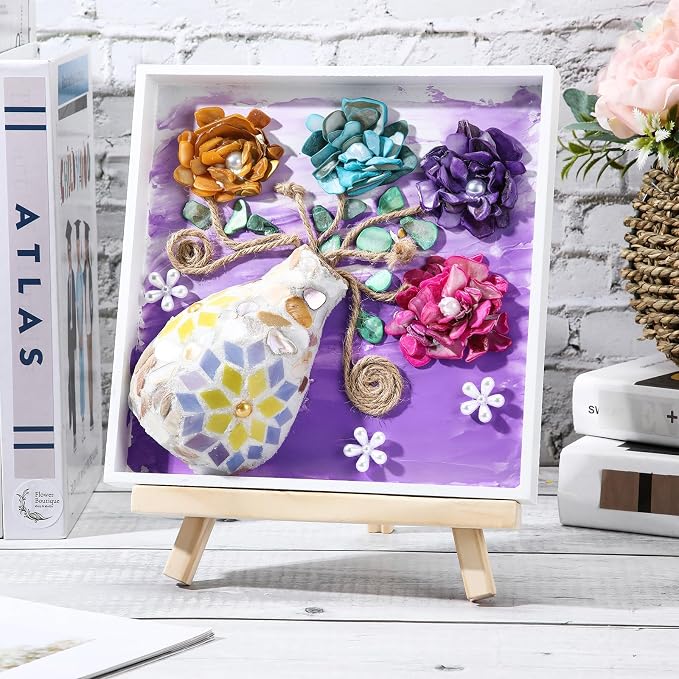Fuyoooo 2 Sets DIY Vase Mosaic Painting Kit DIY Mosaic Arts and Craft Kits - Image 5