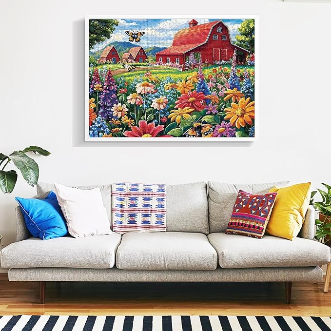 1000 Piece Puzzle for Adults, Honey Bee Farm Puzzles, Butterfly Flowers Garden - Image 7