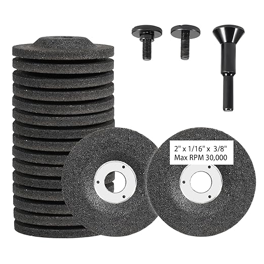 2" Die Grinder Grinding Wheel 15 Pcs,2 inch Grinder Disc with Mounting Mandrel Holder 3/8" & 1/4" Arbor Hole with 1/4" Shaft Shank for General Purpose Metal & Stainless Steel, Aluminum Oxide Grinding