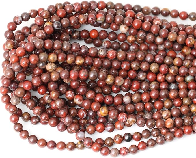 60PCS 6mm Natural Red Brecciated Jasper Gemstone Round Loose Beads Stone Beads - Image 3