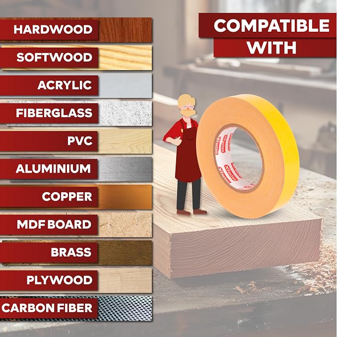 XFasten Double Sided Woodworking Tape 4 Inches x 90 Feet, Residue-Free and - Image 7