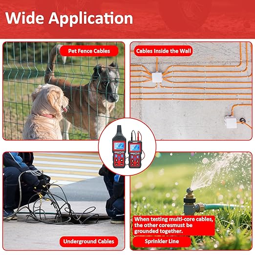 Underground Cable Locator, Rocky Mars Cable Tester Wire Tracker, NF826 Underground Wire Locator for Dog Fence Cables, Test Short Circuit Breaker of Wall
