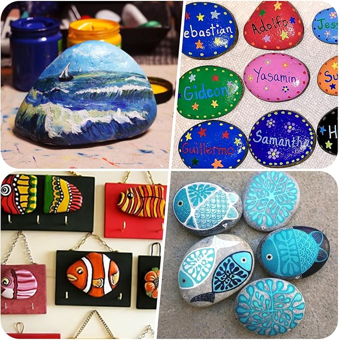 River Rocks for Painting 35 Pcs Large 3.5-5 Inch Flat Smooth Painting Stones - Image 7
