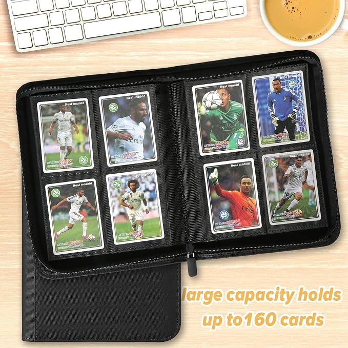 4 Pocket Ringless Side Loading Trading Card Binder, 160 Cards PU Fixed Page - Image 7