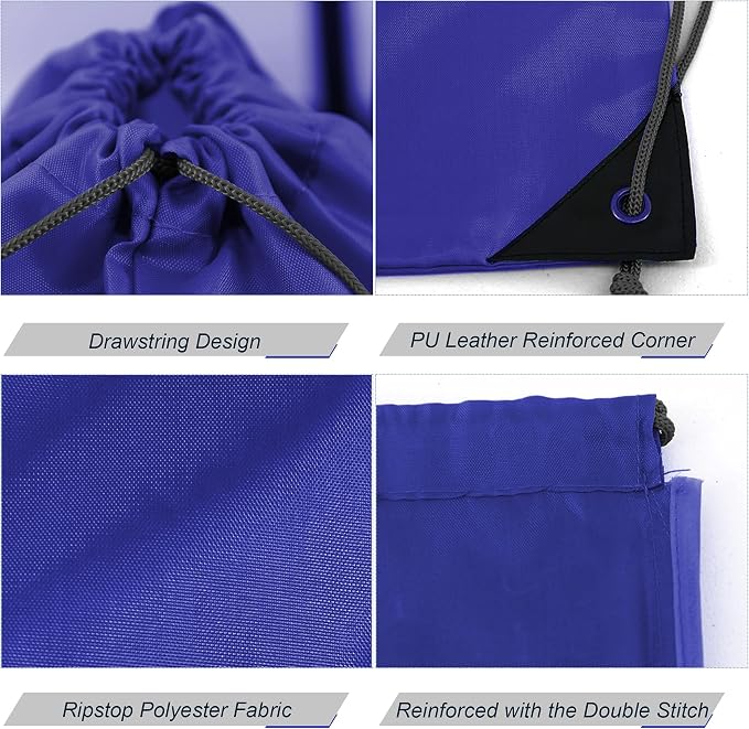 BeeGreen 20 Pieces Royal Blue Drawstring Backpack Bags Bulk Large Personalized - Image 4