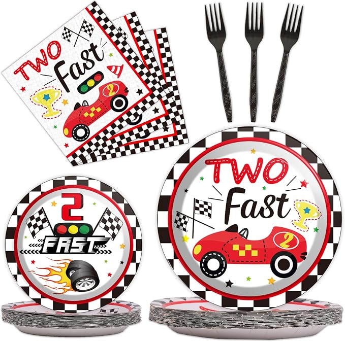 96pcs Two Fast Plates and Napkins Race Car Party Decorations Racing 2 fast by partygreeting