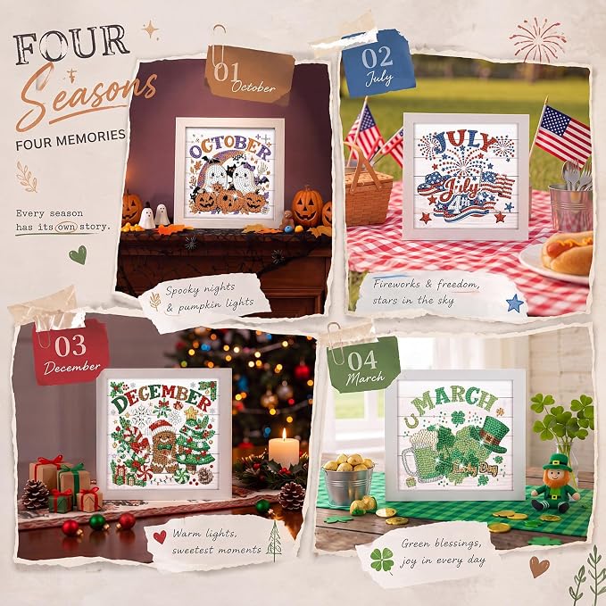 13 Pcs Fall Interchangeable Monthly Diamond Art Kits - Image 4