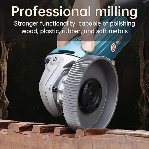 Angle Grinder Wood Carving Disc Set Milling Cutter Grinding disc, 4 and 1/2 Attachments with 5/8 inch Arbor, Cutting Wheel Can be Used for Wood, OPP, Soft Metal (Primary Color 100mm/22mm)