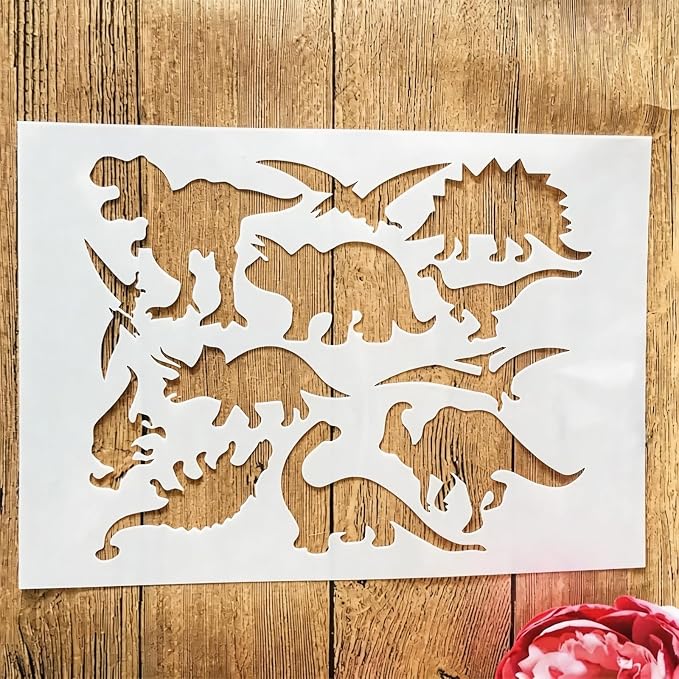 TIAMECH A4 Reusable Prehistoric Dinosaurs Stencil by TIAMECH