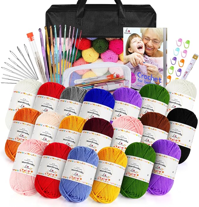 Aeelike 20pcs Acrylic Yarn for Crocheting, Crotcheting Set for Beginners by Aeelikescrochetworld