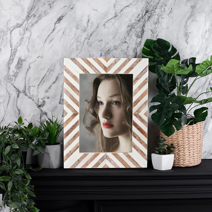 Picture Photo Frame Chevron Herringbone Art Inspired Vintage Table-Top/Wall - Image 4