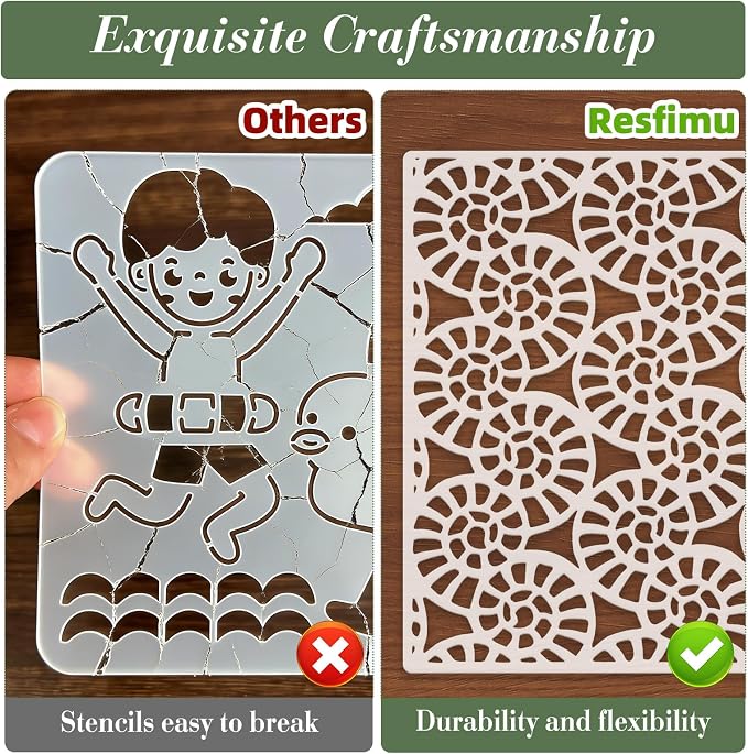Geometric Texture Stencils for Crafts Reusable 16Pcs Stencils | DIY Art - Image 3