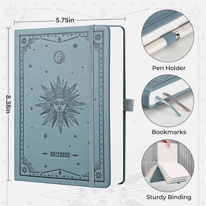 EMSHOI Lined Journal Notebook, 320 Numbered Pages, A5 Size | Leather Hardcover - Image 6