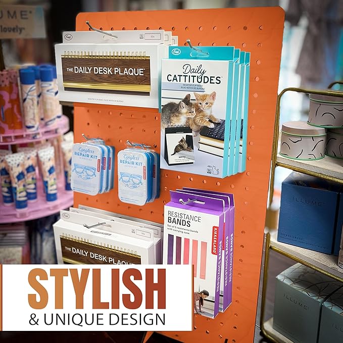 Torched Pegboard Display Stand for Jewelry, Craft Shows, Selling, Vendor Events, Tools, Peg Board Accessories Rack Organizer, XXL 15.75" L x 4.3" W x 23.75" H, Orange