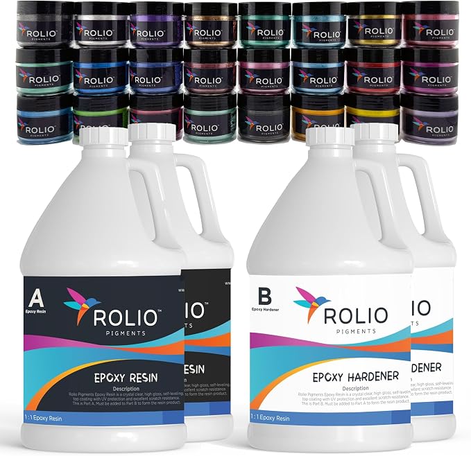 Rolio Epoxy Resin & Mica Powder Bundle, 2 Gallon Clear Casting Kit by RolioPigments