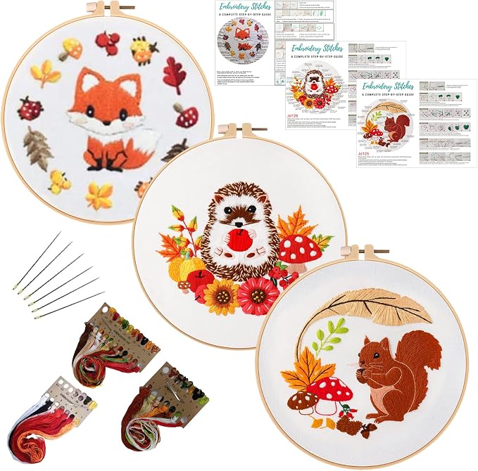 Louise Maelys 3 Set Animal Embroidery Kit by LouiseMaelys