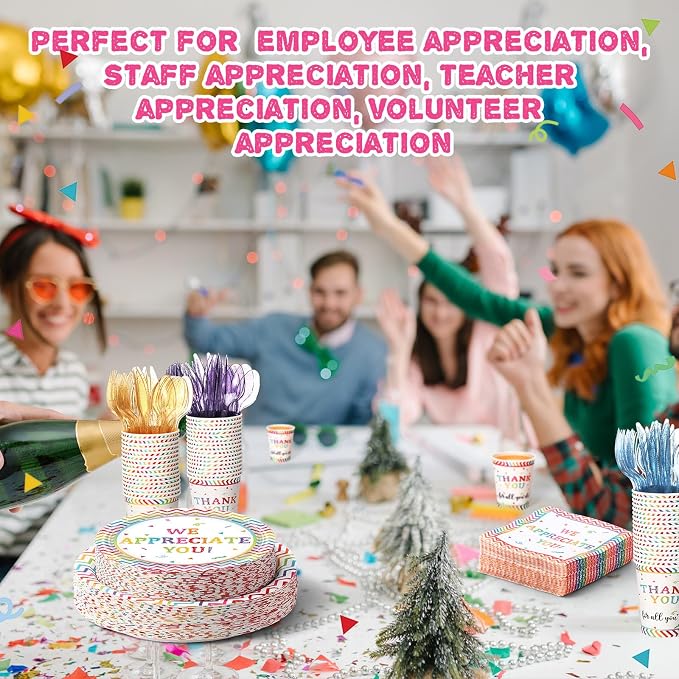 Pickmesh 400 Pcs Thank You Party Plates and Napkin Decoration We Appreciate You - Image 6
