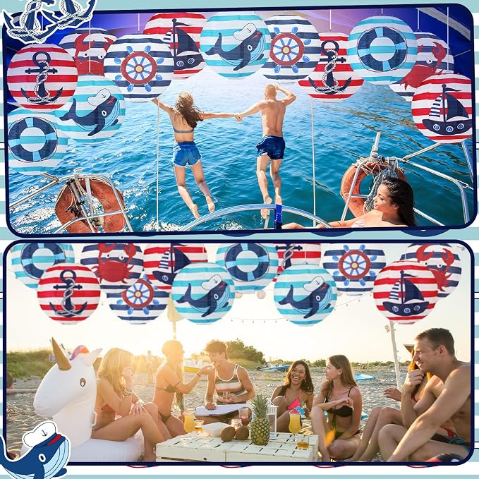 Panelee 12 Pcs Nautical Birthday Party Decorations Anchor Sailor Boat Cruise - Image 6