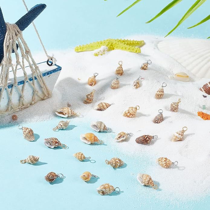 PH PandaHall Shell Pendants Spiral Seashells Craft Charms Cowrie Sea Shells - Image 5