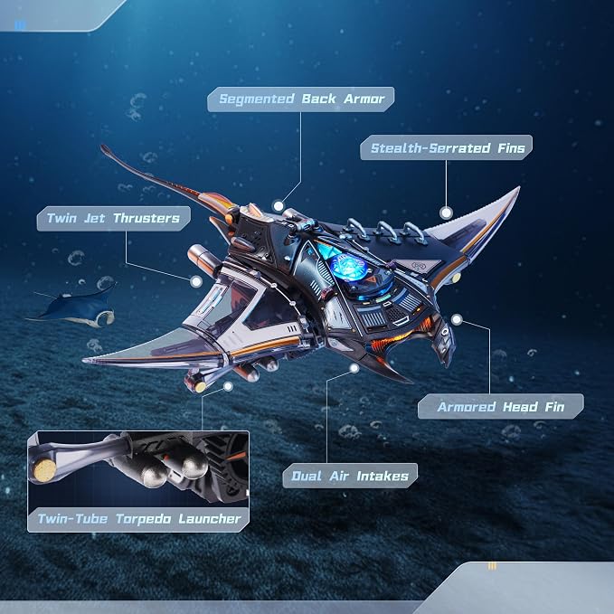 ROKR Mechanical Manta Ray 3D Metal Model Puzzle - Image 2