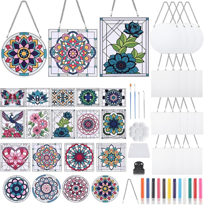 73 Pcs Mandala Stained Glass Painting Starter Kit by Humyoun