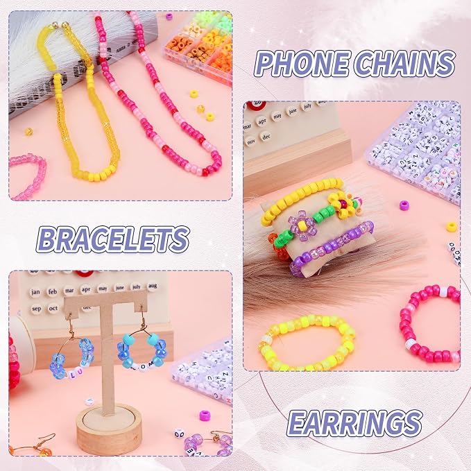 QUEFE Bracelet Making Kit 6 Boxes 120 Colors Pony Beads Kandi Beads Kit 4700pcs - Image 5