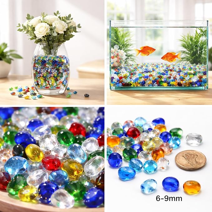 QYGL Yellow Clear Glass Pebbles 0.55LB, Tumbled Sea Glass Stones - Image 6