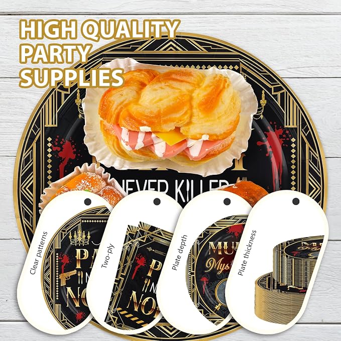168Pcs Murder Mystery Party Decorations Mystery Suspect Plates and Napkins Cups - Image 5