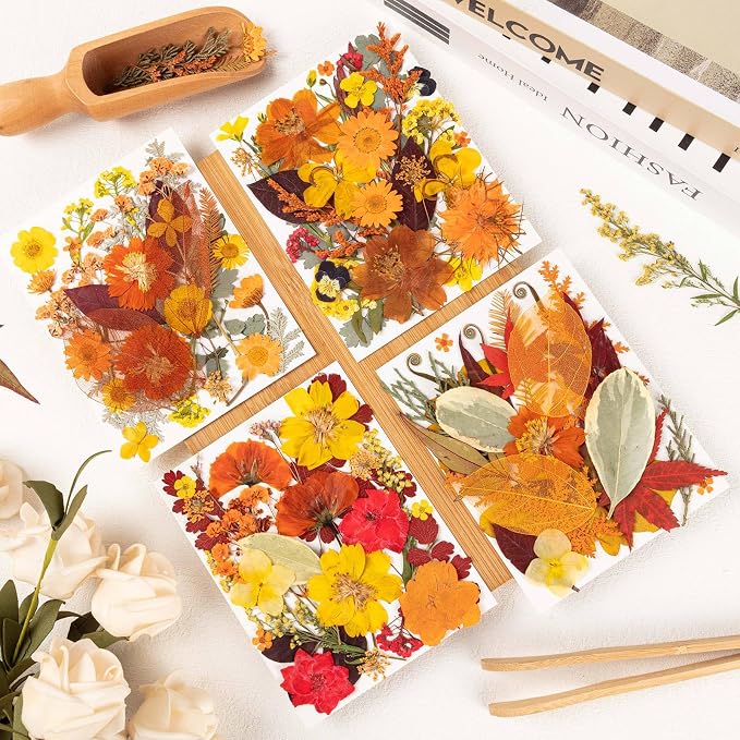 140 Pcs Fall Dried Pressed Flowers - Image 3