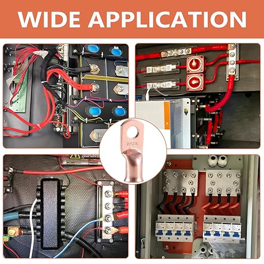 296PCS Ring Terminal Connectors Battery Copper Wire Lugs AWG 8 6 4 2 1 1/0 5/16", 3/8", 1/4", 1/2" with Heat Shrink Tubing Set, 144Pcs Battery Cable Ends and 152PCS Heat Shrink Tubing