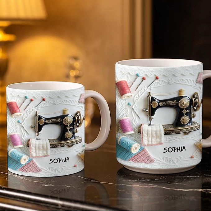 Personalized Vintage Sewing Machine Coffee Mug - Image 9