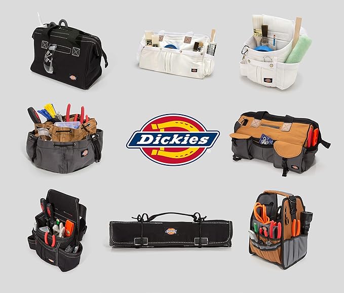 Dickies 8-Pocket Tool Belt/Utility Pouch, Adjustable 2-Inch Belt, Durable Canvas Construction, Puncture-Resistant Liner, Black