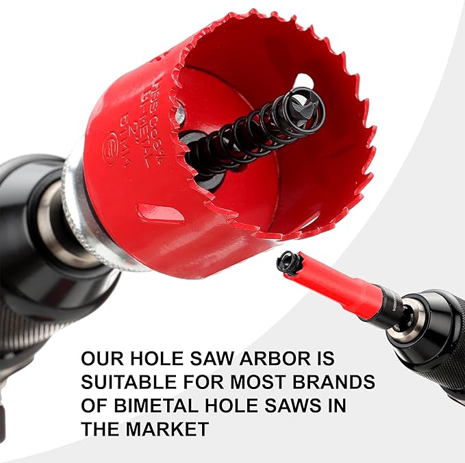 Hex Shaft Hole Saw Mandrel, 7/16-Inch and 3/8 Inch Hole Saw Arbor with 3Pcs Central Drill/2PCS Hex wrench/2Pcs Spring