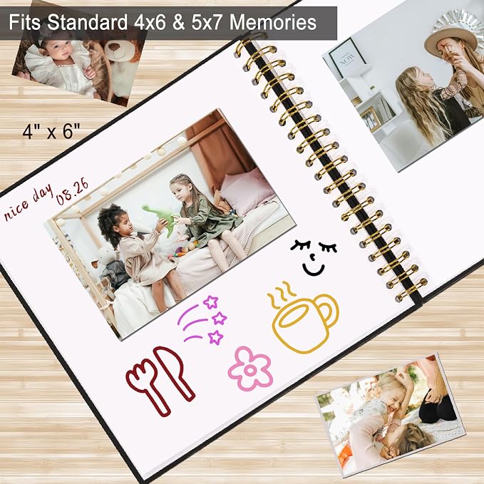 8 x 8 Inch Scrapbook Photo Album, Hardcover Kraft White Pages Arch Window Photo - Image 6