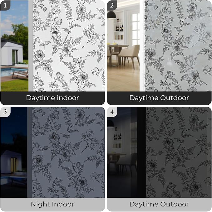 ADD.HERES Window Privacy Film, Colorful Floral Window Stickers, Removable DIY - Image 6