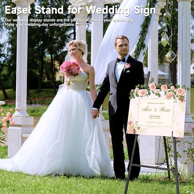 Black Easel Stand for Signs, 4-Tier Height Metal Standing Easel - Image 2